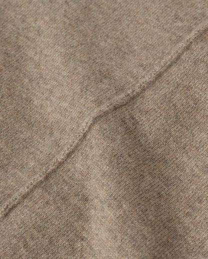 JOHNSTONS OF ELGIN JESSIE CREW CARDIGAN CASHMERE ROUND NECK CARDIGAN WITH EXPOSED SEAM DETAIL & CENTRE BACK SPLIT - 2 PLY LIGHT BROWN 100% CASHMERE KAP05988HB4447
