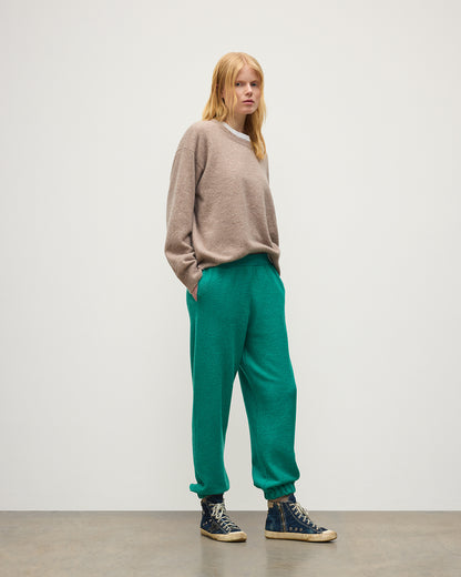 JOHNSTONS OF ELGIN REEL PANTS CASHMERE TWILL STITCH PANTS WITH SIDE POCKETS - 2 PLY GREEN 100% CASHMERE KAP05994Q26341