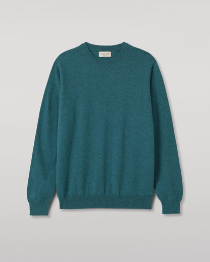 JOHNSTONS OF ELGIN REUBEN CREW CASHMERE CREW NECK SWEATER - 2 PLY GREEN 100% CASHMERE KAP06051HC4327