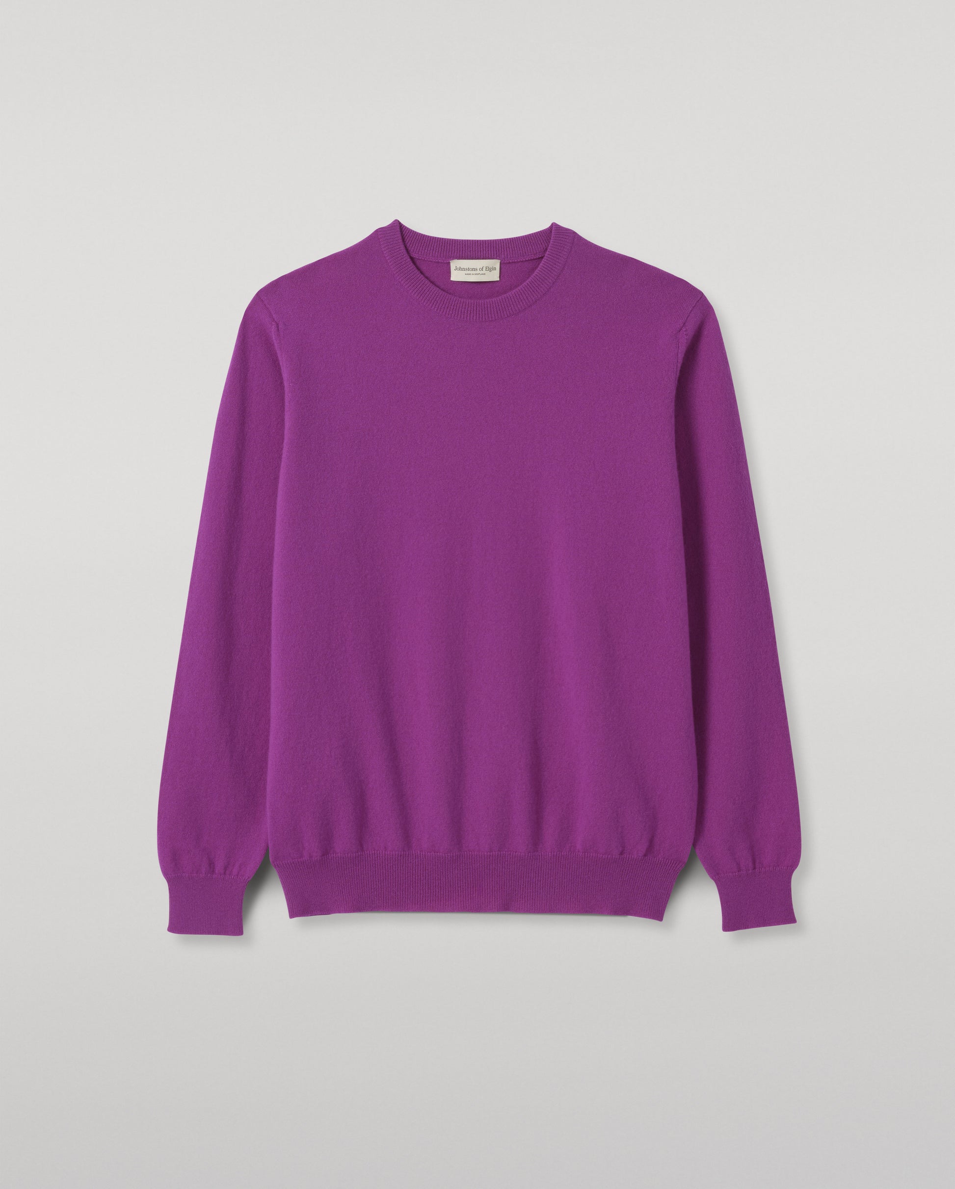 JOHNSTONS OF ELGIN REUBEN CREW CASHMERE CREW NECK SWEATER - 2 PLY PURPLE 100% CASHMERE KAP06051SD5371