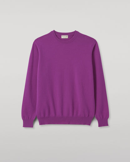 JOHNSTONS OF ELGIN REUBEN CREW CASHMERE CREW NECK SWEATER - 2 PLY PURPLE 100% CASHMERE KAP06051SD5371