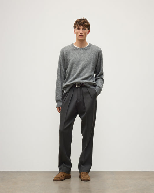 JOHNSTONS OF ELGIN REUBEN CREW CASHMERE CREW NECK SWEATER - 2 PLY GREY 100% CASHMERE KAP06051SA7216