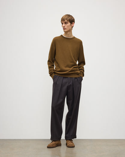 JOHNSTONS OF ELGIN REUBEN CREW CASHMERE CREW NECK SWEATER - 2 PLY GREEN 100% CASHMERE KAP06051SC4756
