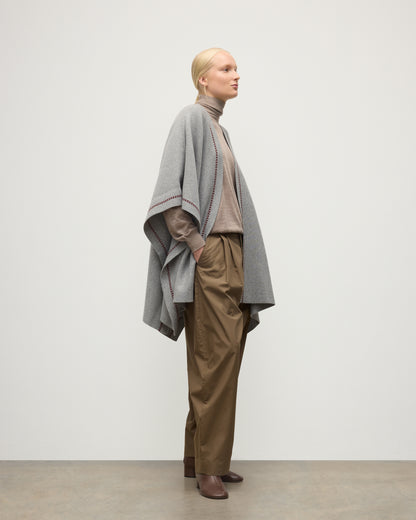 Hawk Light Grey Cashmere Poncho