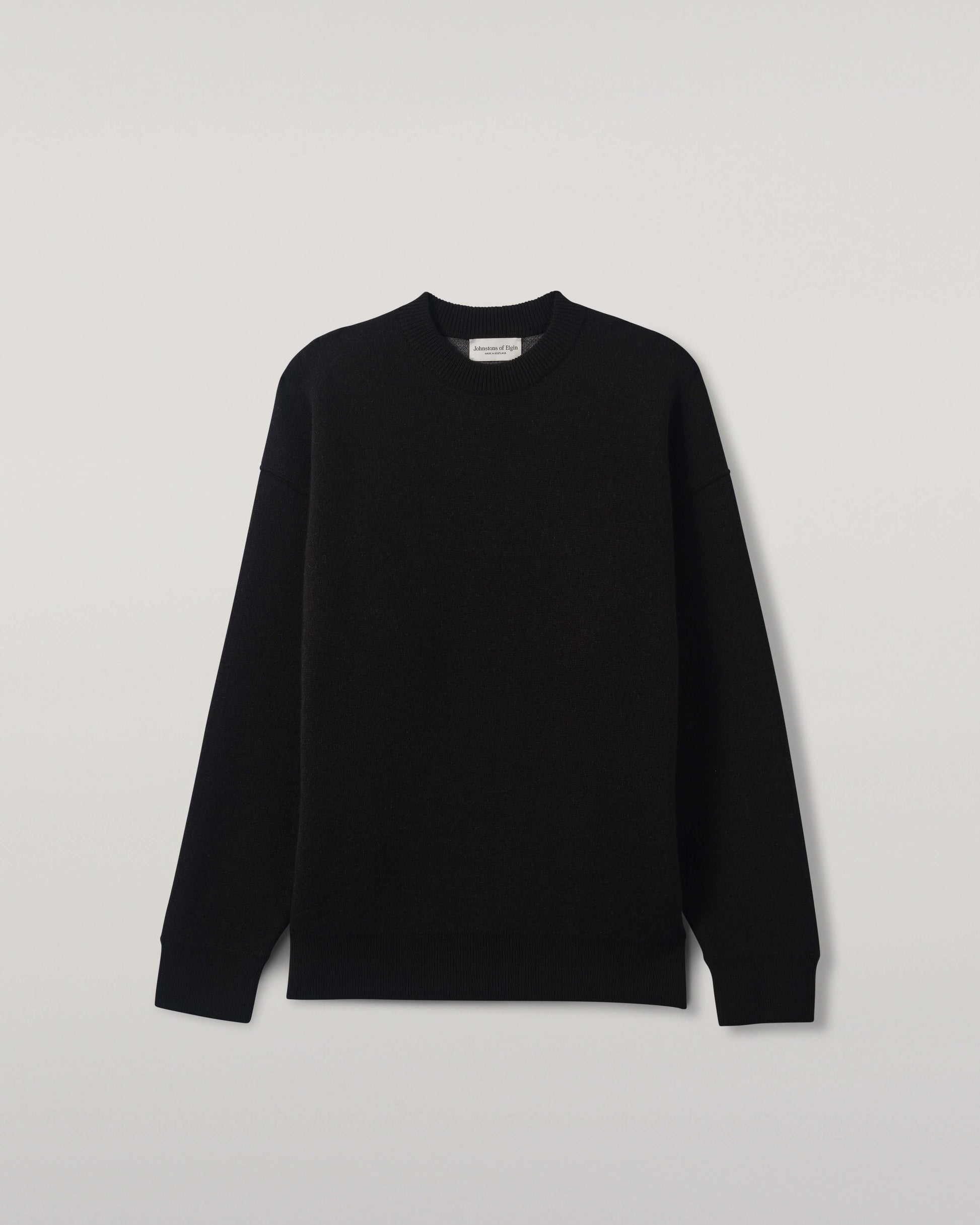 Johnstons of Elgin AW25 Men's Knitwear Iron & Black Double Faced Black Sweatshirt KBA01008Q25336