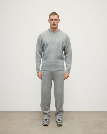 Johnstons of Elgin AW25 Men's Knitwear Light Grey & White Double Face Grey Sweatshirt KBA01008Q25324