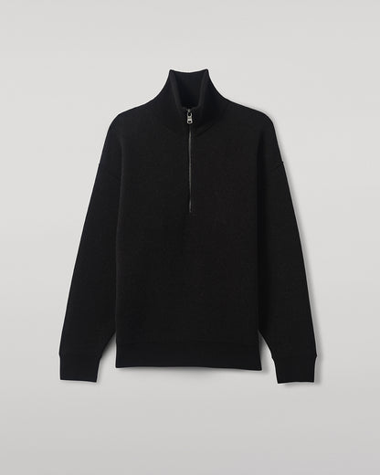 Johnstons of Elgin AW25 Men's Knitwear Iron & Black Double Face Cashmere Black Half Zip Jumper KBA01023Q25336