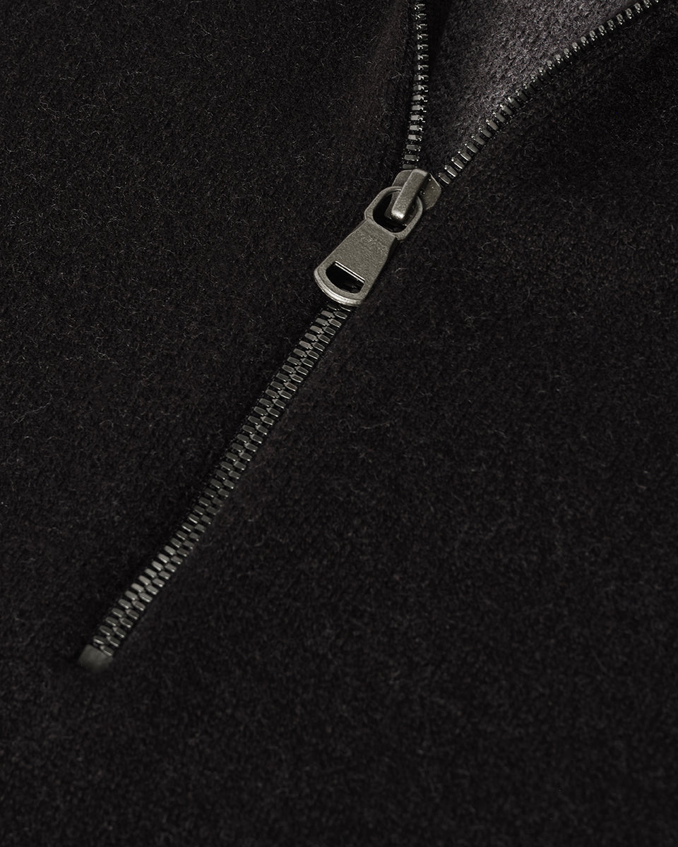 Johnstons of Elgin AW25 Men's Knitwear Iron & Black Double Face Cashmere Black Half Zip Jumper KBA01023Q25336