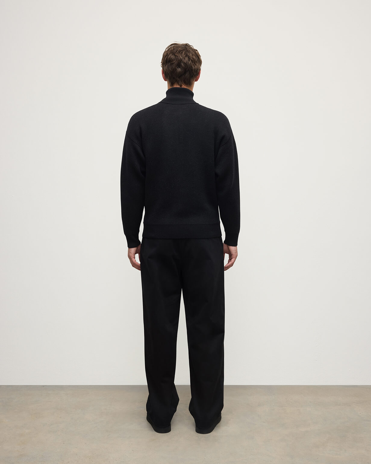 Johnstons of Elgin AW25 Men's Knitwear Iron & Black Double Face Cashmere Black Half Zip Jumper KBA01023Q25336
