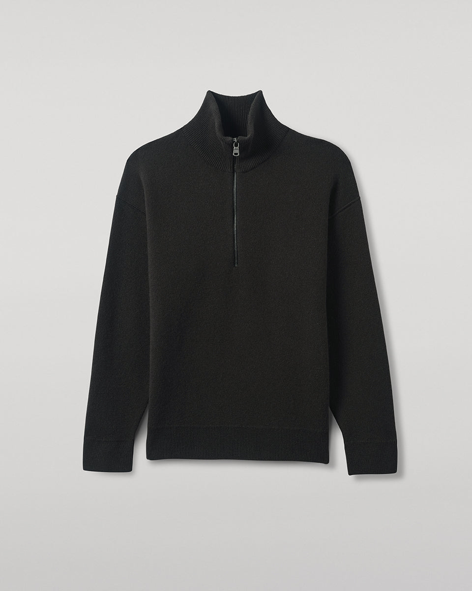 Johnstons of Elgin AW25 Men's Knitwear Black & Mid Grey Double Face Cashmere Grey Half Zip Jumper KBA01023Q25323
