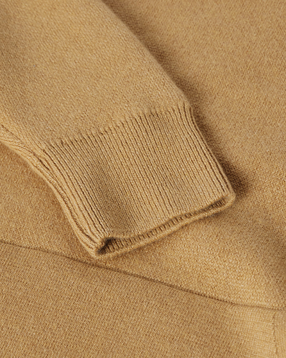 Johnstons of Elgin AW25 Women's Knitwear Camel & Natural Double-Face Camel Cashmere Hoodie details KBA01034Q25325
