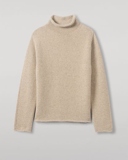JOHNSTONS OF ELGIN KESTER FUNNEL NECK SWEATER NATURAL 100% CASHMERE UAC05753006876