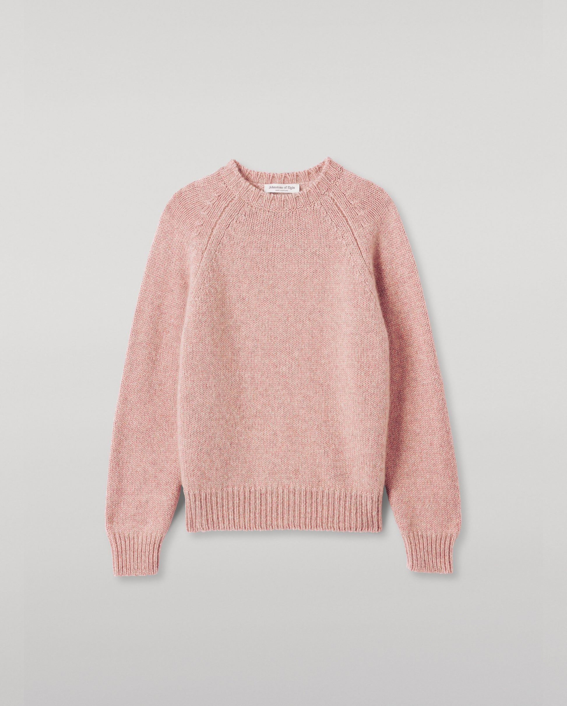 JOHNSTONS OF ELGIN WOMENS BAY CREW SWEATER PINK 78% CASHMERE 22% COTTON KBB01068HE4379