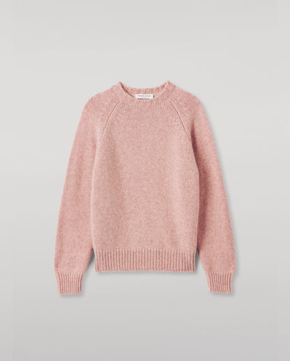 JOHNSTONS OF ELGIN WOMENS BAY CREW SWEATER PINK 78% CASHMERE 22% COTTON KBB01068HE4379
