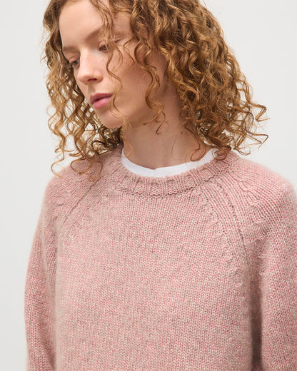 JOHNSTONS OF ELGIN WOMENS BAY CREW SWEATER PINK 78% CASHMERE 22% COTTON KBB01068HE4379