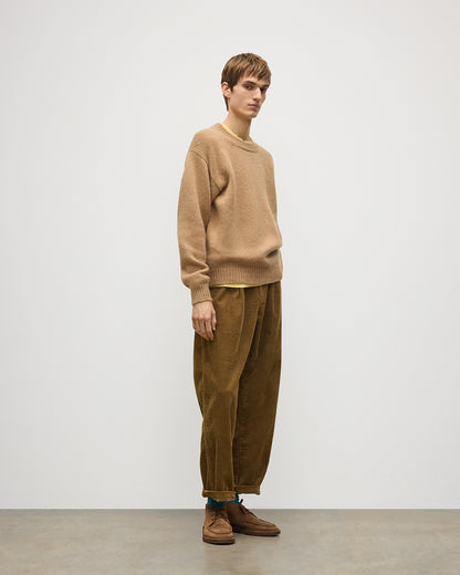 JOHNSTONS OF ELGIN MURCHISON CREW SWEATER MARBLED CASHMERE CREW NECK SWEATER CAMEL 78% CASHMERE, 22% COTTON KBB01095SB4708
