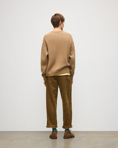 JOHNSTONS OF ELGIN MURCHISON CREW SWEATER MARBLED CASHMERE CREW NECK SWEATER CAMEL 78% CASHMERE, 22% COTTON KBB01095SB4708