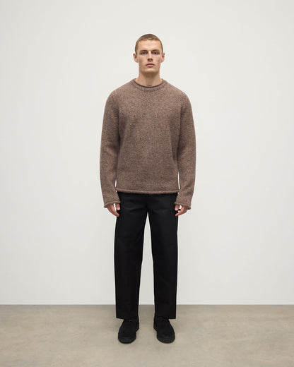 Johnstons of Elgin AW25 Men's Knitwear Molasses Mix Brushed Cashmere Silk Brown Jumper KBC01025HB4415