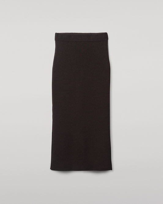 Johnstons of Elgin AW25 Women's Knitwear Molasses Cashmere Brown Midi Skirt Back KBC01032SB7290