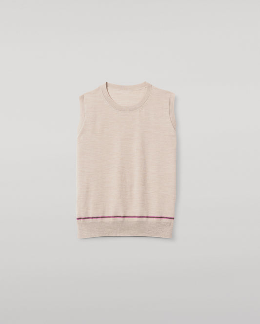 JOHNSTONS OF ELGIN WOMENS BRAE SLEEVELESS CREW NATURAL 100% MERINO WOOL KBI01064Q25967