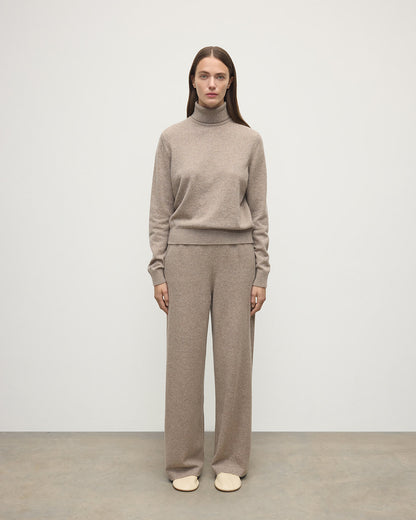 Johnstons of Elgin  Women's Knitwear Ash Wide Leg Cashmere Trousers KBP00926HB4334