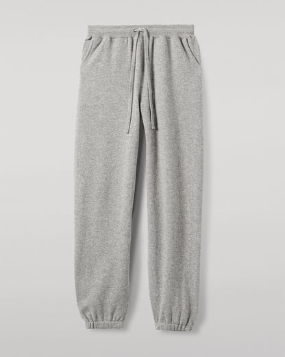JOHNSTONS OF ELGIN MENS KIRK SWEATPANTS LIGHT GREY 97% CASHMERE 3% POLYESTER KBP00948HA0308