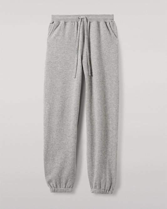 JOHNSTONS OF ELGIN MENS KIRK SWEATPANTS LIGHT GREY 97% CASHMERE 3% POLYESTER KBP00948HA0308