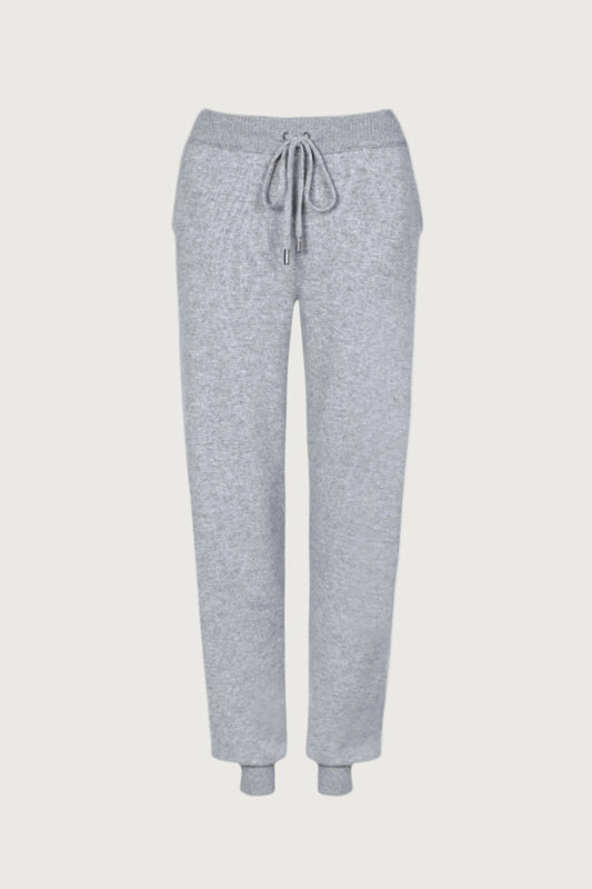 Johnstons of Elgin Womens Knitwear Light Grey Cashmere Joggers KDI00680HA4165