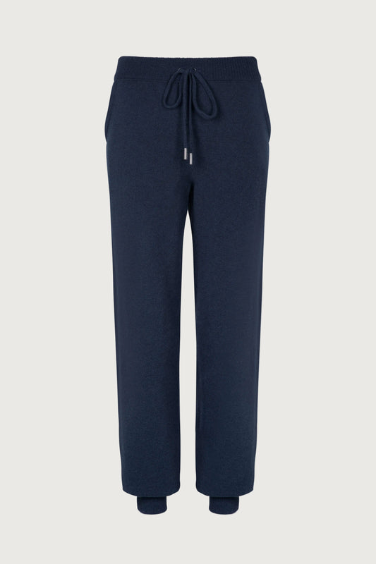 Johnstons of Elgin Womens Knitwear Mazarine Blue Cashmere Joggers KBP04792SD7351