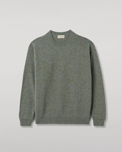JOHNSTONS OF ELGIN CRAIGIE CREW SWEATER LAMBSWOOL CREW NECK SWEATER GREEN 100% LAMBSWOOL KDA00815HC4329