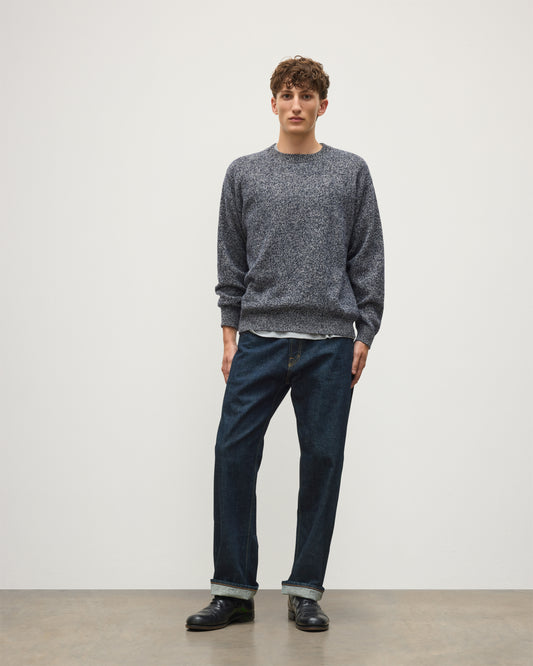 JOHNSTONS OF ELGIN CRAIGIE CREW SWEATER LAMBSWOOL CREW NECK SWEATER BLUE 100% LAMBSWOOL KDA00815HD7365