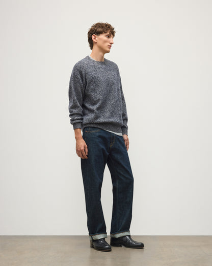 JOHNSTONS OF ELGIN CRAIGIE CREW SWEATER LAMBSWOOL CREW NECK SWEATER BLUE 100% LAMBSWOOL KDA00815HD7365