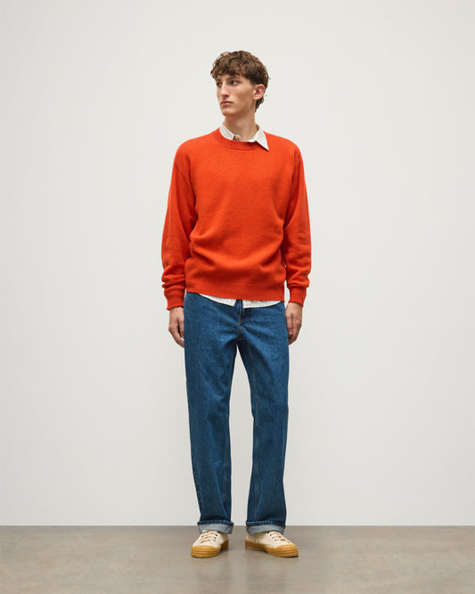 JOHNSTONS OF ELGIN CRAIGIE CREW SWEATER LAMBSWOOL CREW NECK SWEATER RED 100% LAMBSWOOL KDA00815HE4391