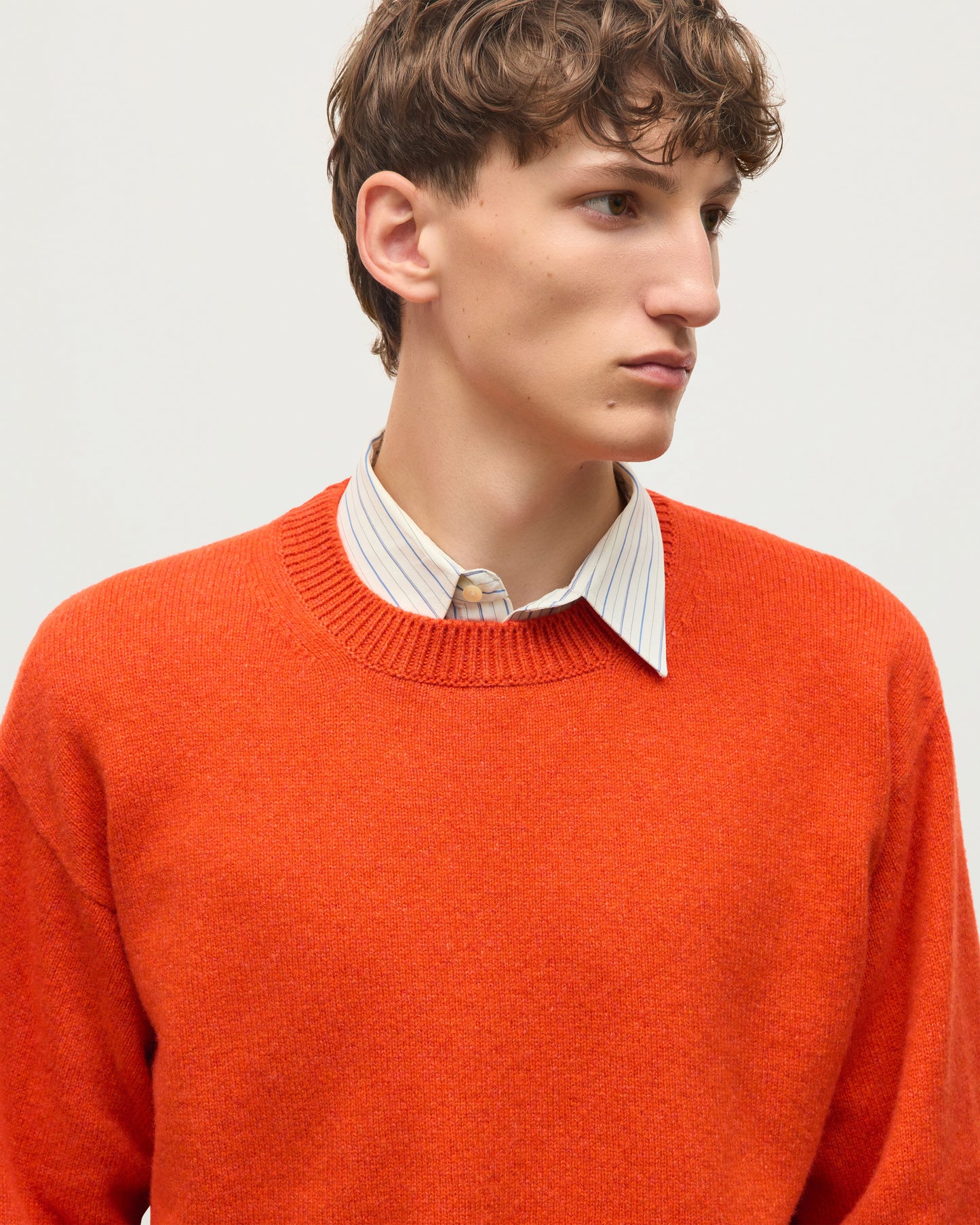 JOHNSTONS OF ELGIN CRAIGIE CREW SWEATER LAMBSWOOL CREW NECK SWEATER RED 100% LAMBSWOOL KDA00815HE4391