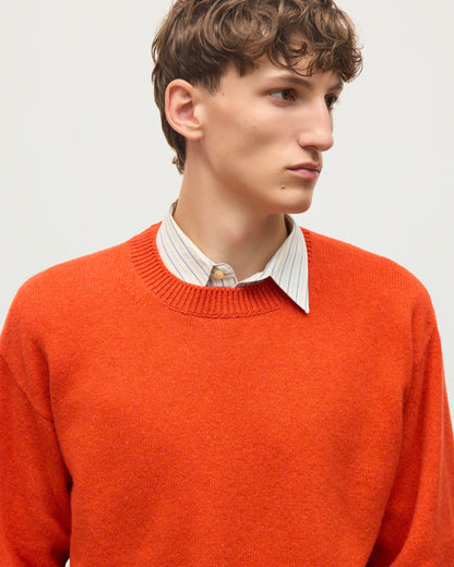 JOHNSTONS OF ELGIN CRAIGIE CREW SWEATER LAMBSWOOL CREW NECK SWEATER RED 100% LAMBSWOOL KDA00815HE4391