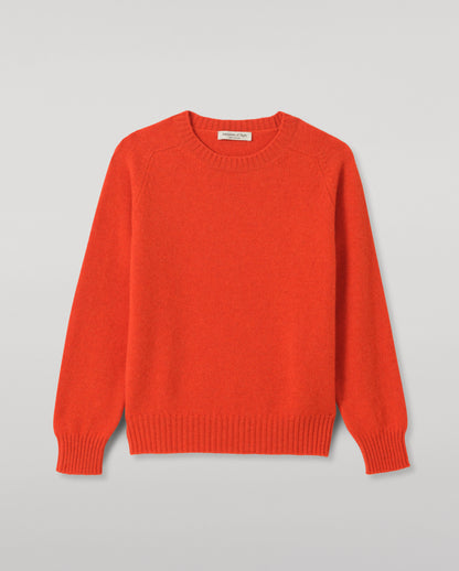JOHNSTONS OF ELGIN BLYTH CREW SWEATER LAMBSWOOL ROUND NECK SADDLE SHOULDER SWEATER RED 100% LAMBSWOOL KDA00821HE4391