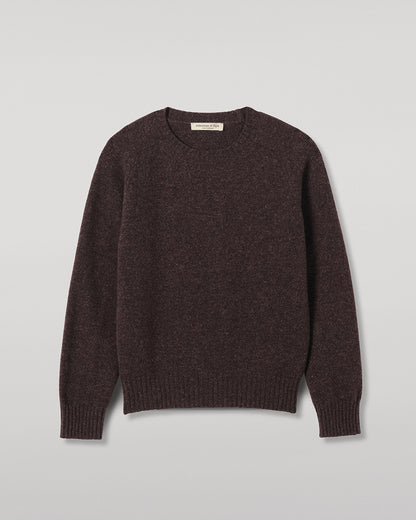 JOHNSTONS OF ELGIN BLYTH CREW SWEATER LAMBSWOOL ROUND NECK SADDLE SHOULDER SWEATER BROWN 100% LAMBSWOOL KDA00821HB7137