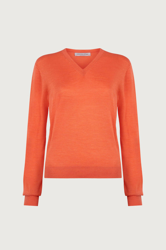 Johnstons of Elgin SS24 Women's Knitwear Coral Superfine Merino V Neck KDI00680SG4410