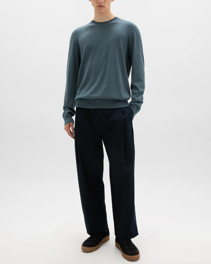 Johnstons of Elgin AW24 Men's Knitwear Slate Merino Round Neck Jumper KDI00702SD5245