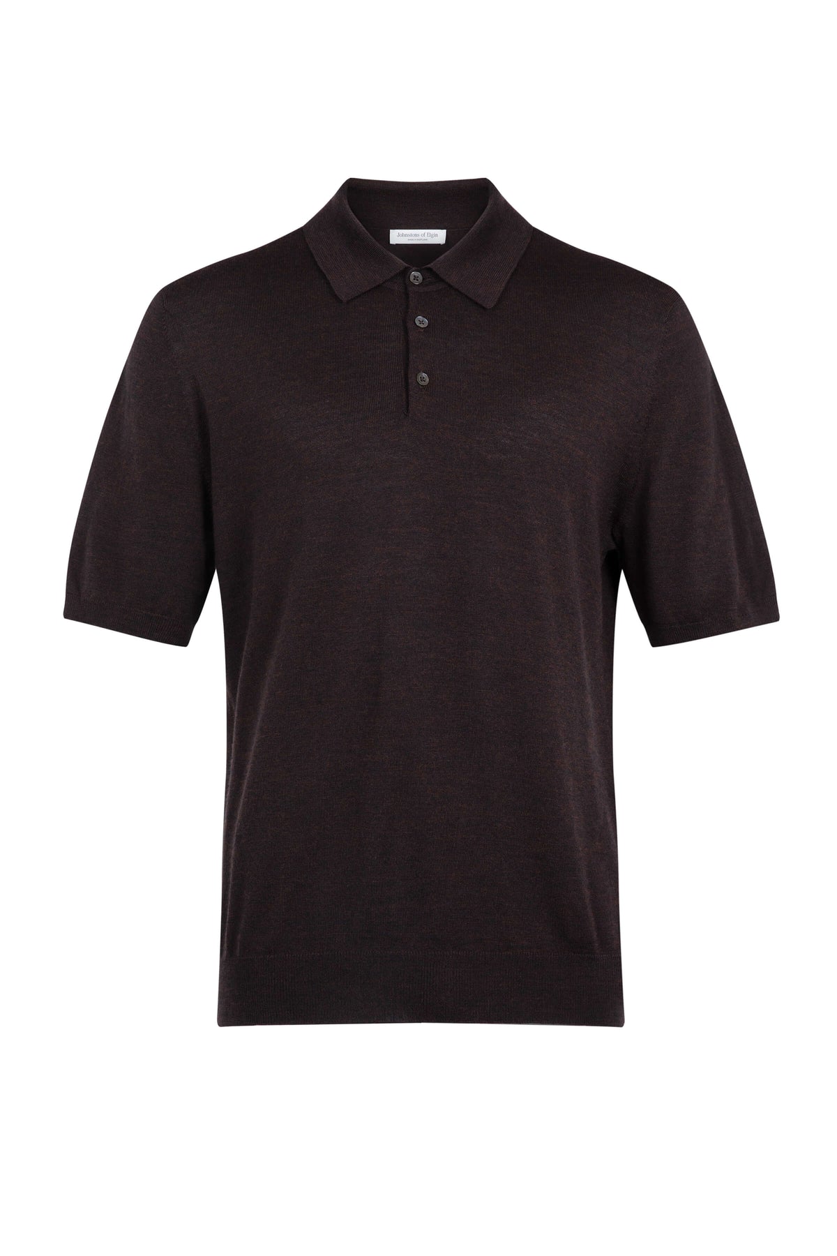 Johnstons of Elgin SS24 Men's Knitwear Peat Superfine Merino Poloshirt KDI00715HB7081