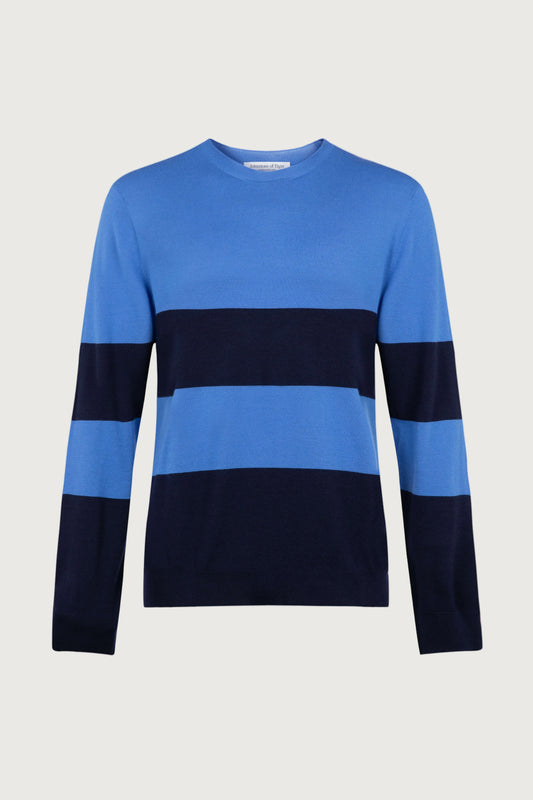 Colour Block Blue Merino Jumper