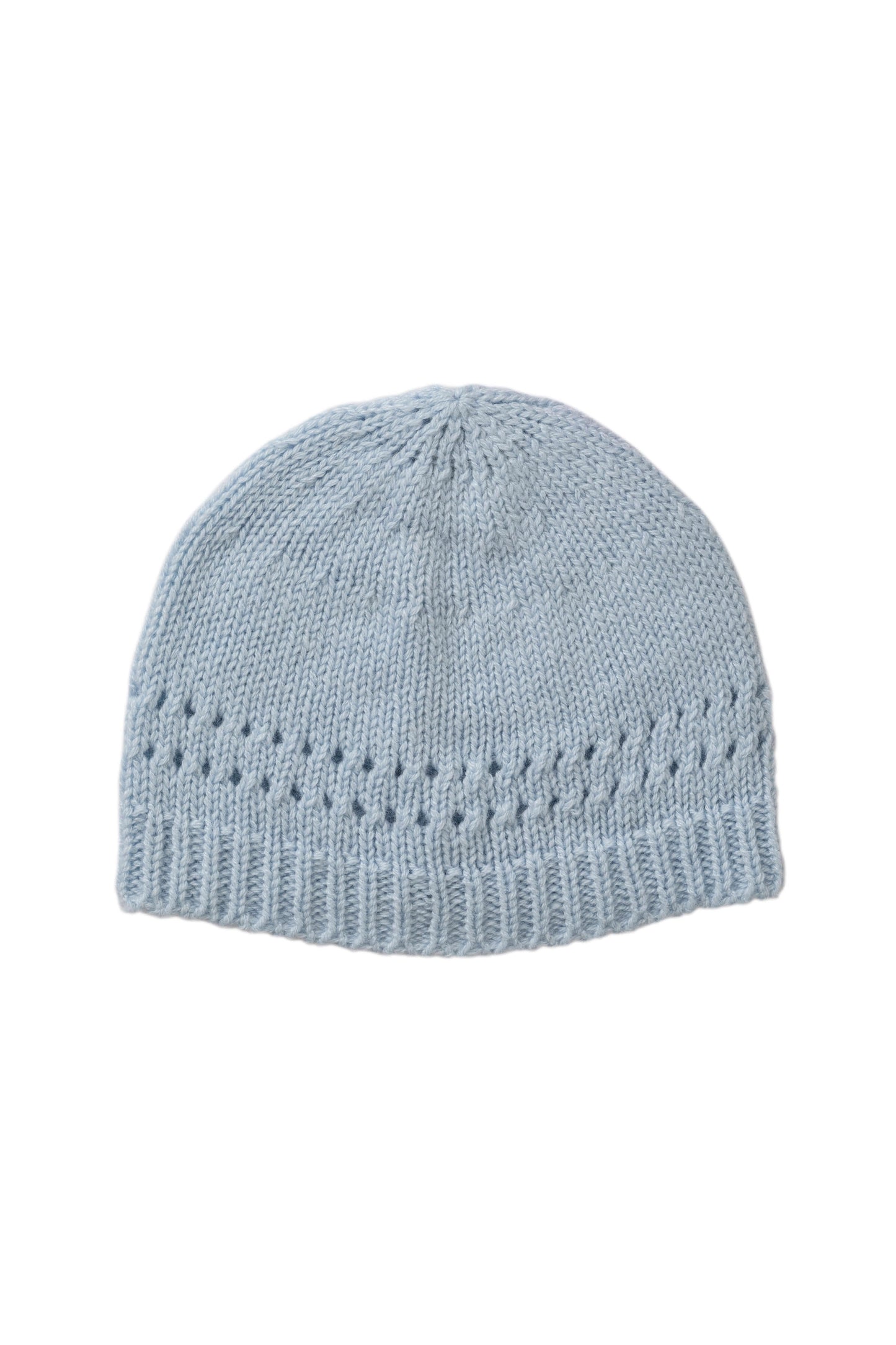 Johnstons of Elgin Baby Handknits Powder Blue Hand Knitted Cashmere Baby Beanie JA000132SD0167ONE