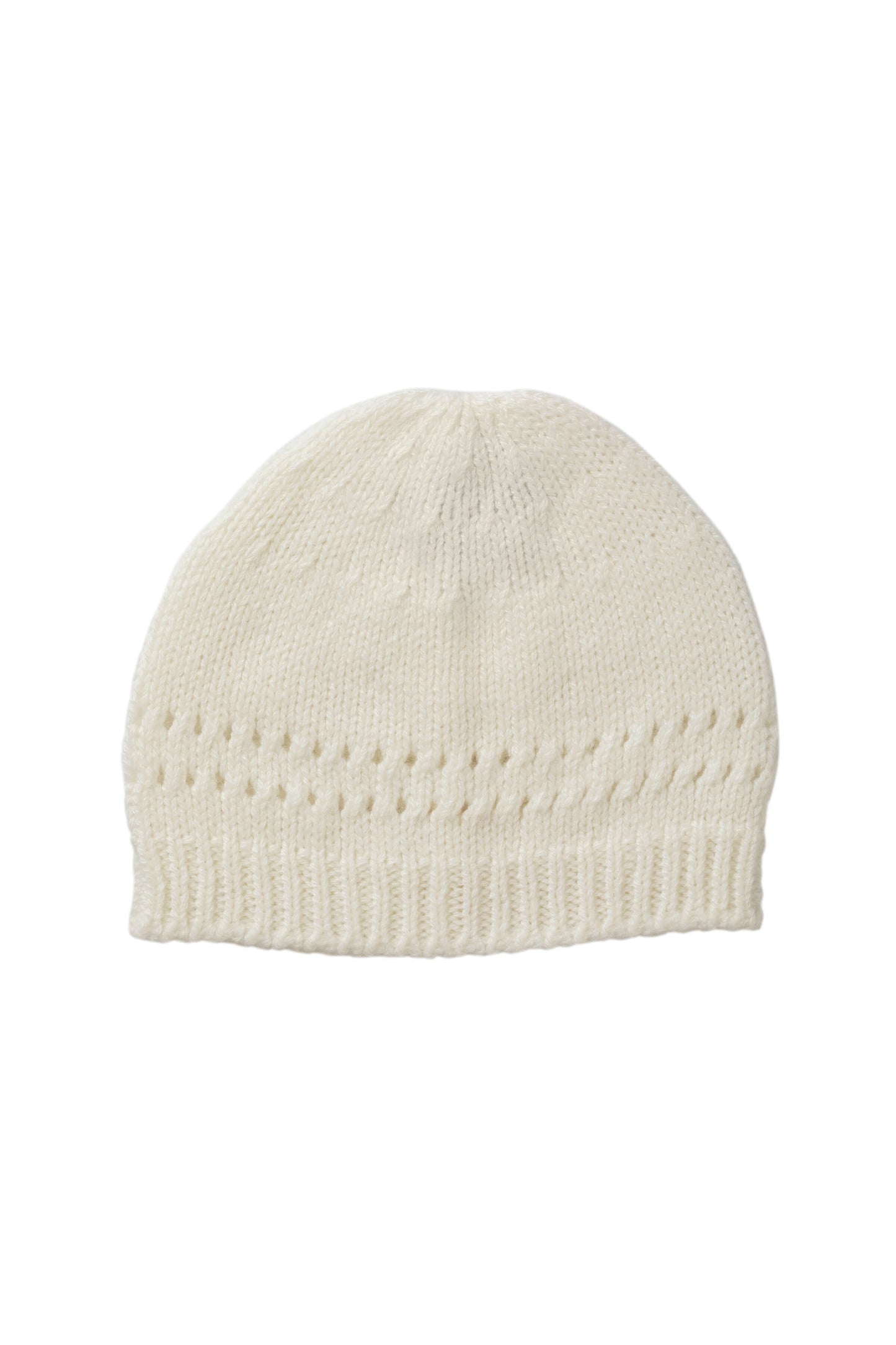 Johnstons of Elgin Baby Handknits Ecru Hand Knitted Cashmere Baby Beanie JA000132SA0132ONE