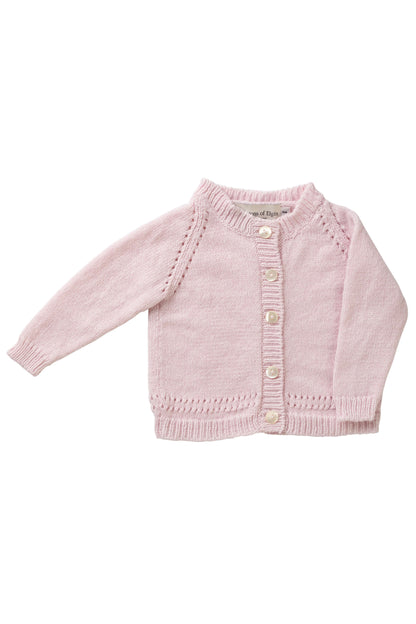 Johnstons of Elgin Baby Handknits Blush Hand Knit Cashmere Baby Cardigan AW21GIFTSET19B