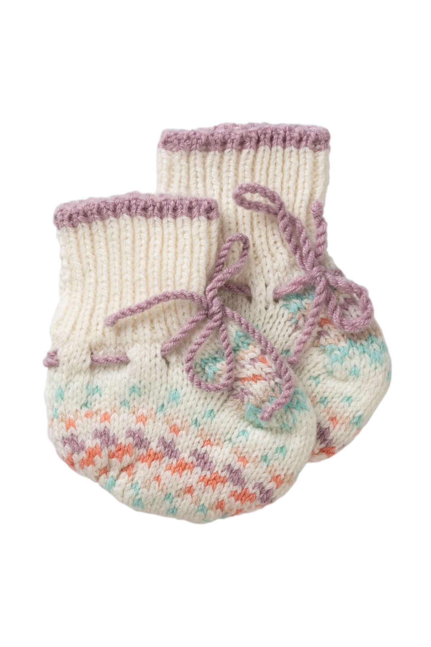 Johnstons of Elgin Baby Handknits GUIMAUVE (PINK) Hand Knit Fairisle Cashmere Baby Booties JA000138SE4845