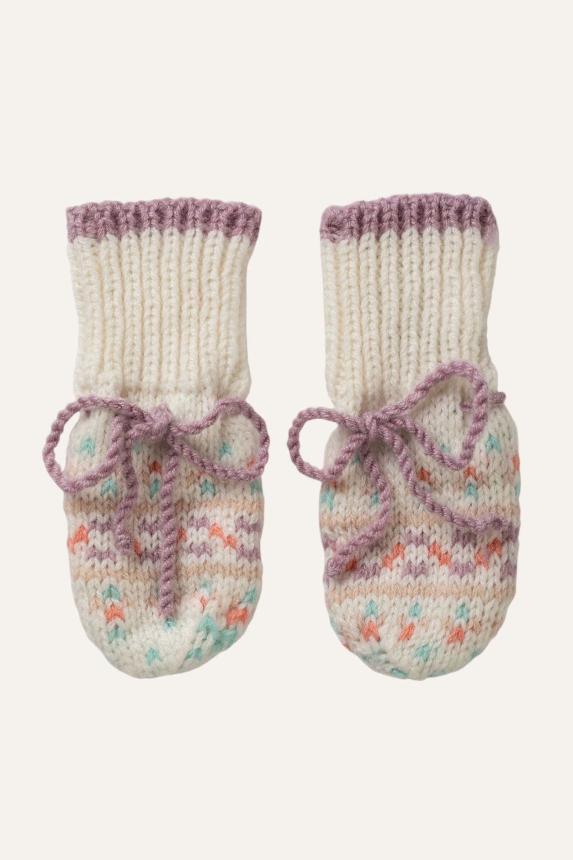 Johnstons of Elgin Baby Handknits Guimauve Hand Knitted Cashmere Fairisle Baby Mittens JA000137SE4845