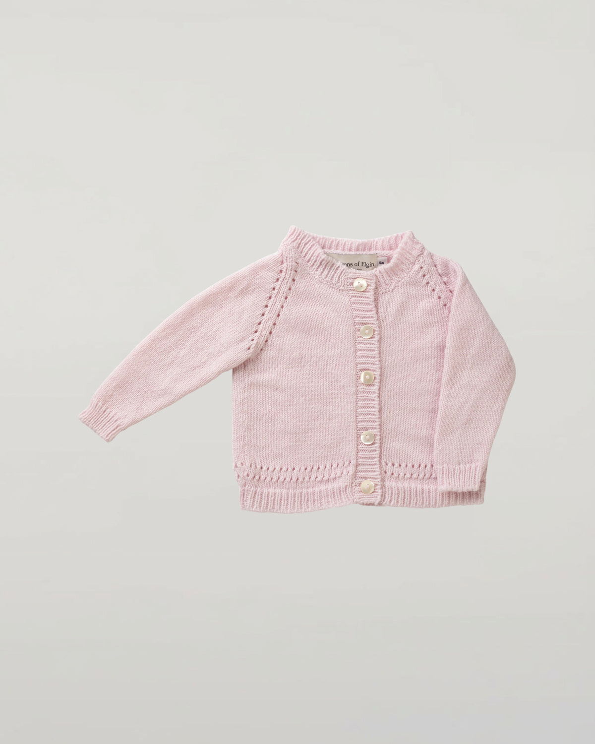 Johnstons of Elgin Baby Handknits Blush Hand Knit Cashmere Baby Cardigan JA000105SE0208