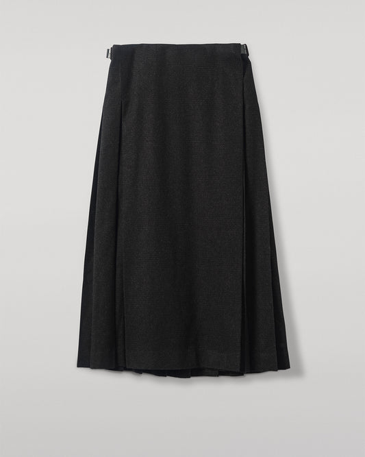 LE KILT X JOHNSTONS OF ELGIN LONG CHARCOAL KILT IN WOOL AND CASHMERE TB000844RU7750