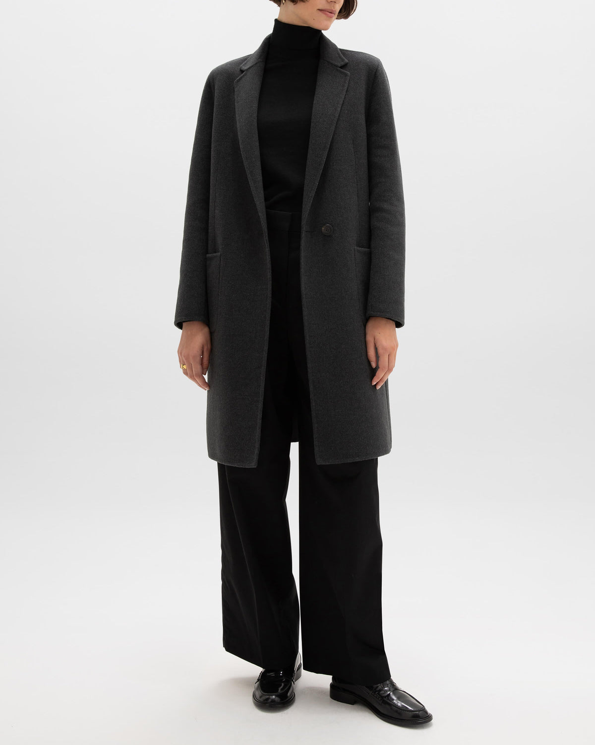 Johnstons of Elgin AW24 Women's Tailoring Charcoal Classic Cashmere Coat TA000520RU6081