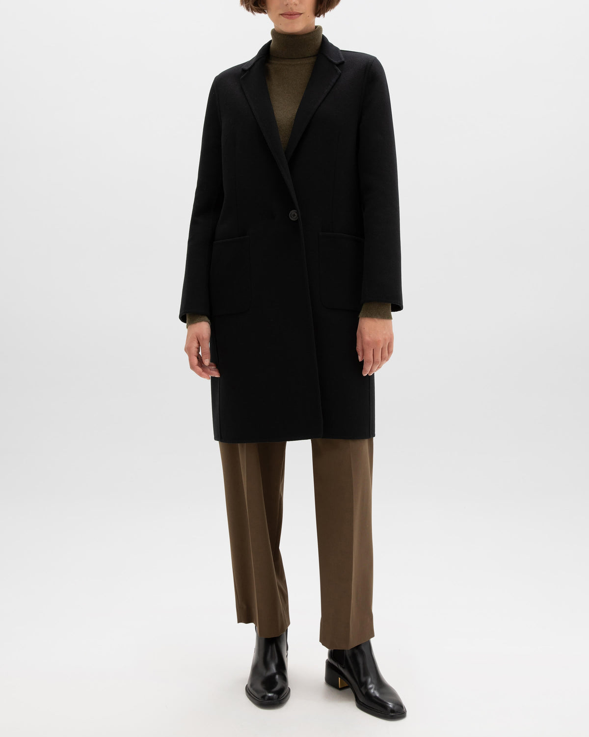 Johnstons of Elgin AW24 Women's Tailoring Black Classic Cashmere Coat TA000520RU6432